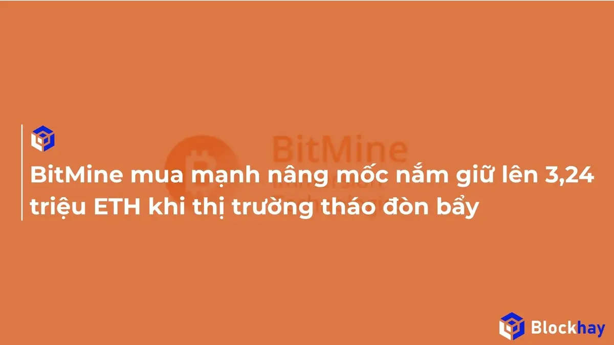 BitMine mua mạnh nâng mốc nắm giữ lên 3,24 triệu ETH khi thị trường tháo đòn bẩy