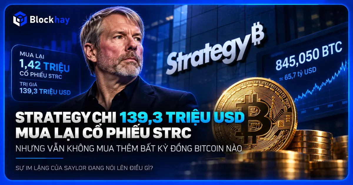 Strategy chi 139 triệu USD mua lại cổ phiếu ưu đãi STRC, quyết tâm không sử dụng kho Bitcoin dự trữ